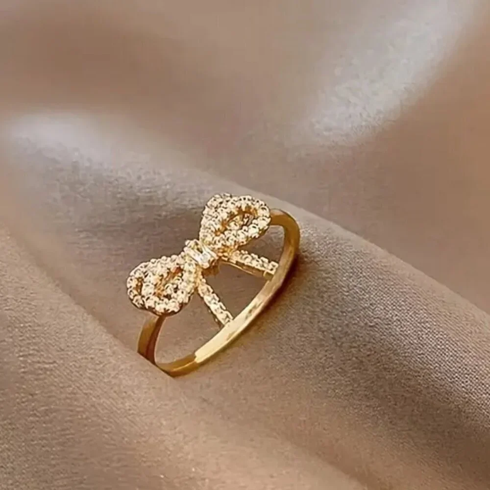 NEW adjustable gold bow ring, coquette bow jewelry, trendy bow ring, gold bow